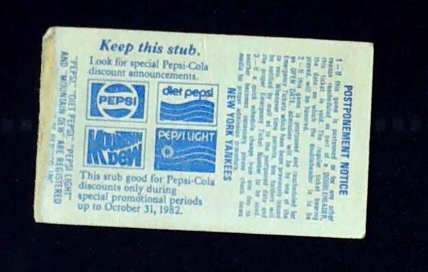 Yankees Angels Ticket Stub Jackson HR #448 Dave Righetti 1st Career Save 7/23/82 - Image 2 of 2