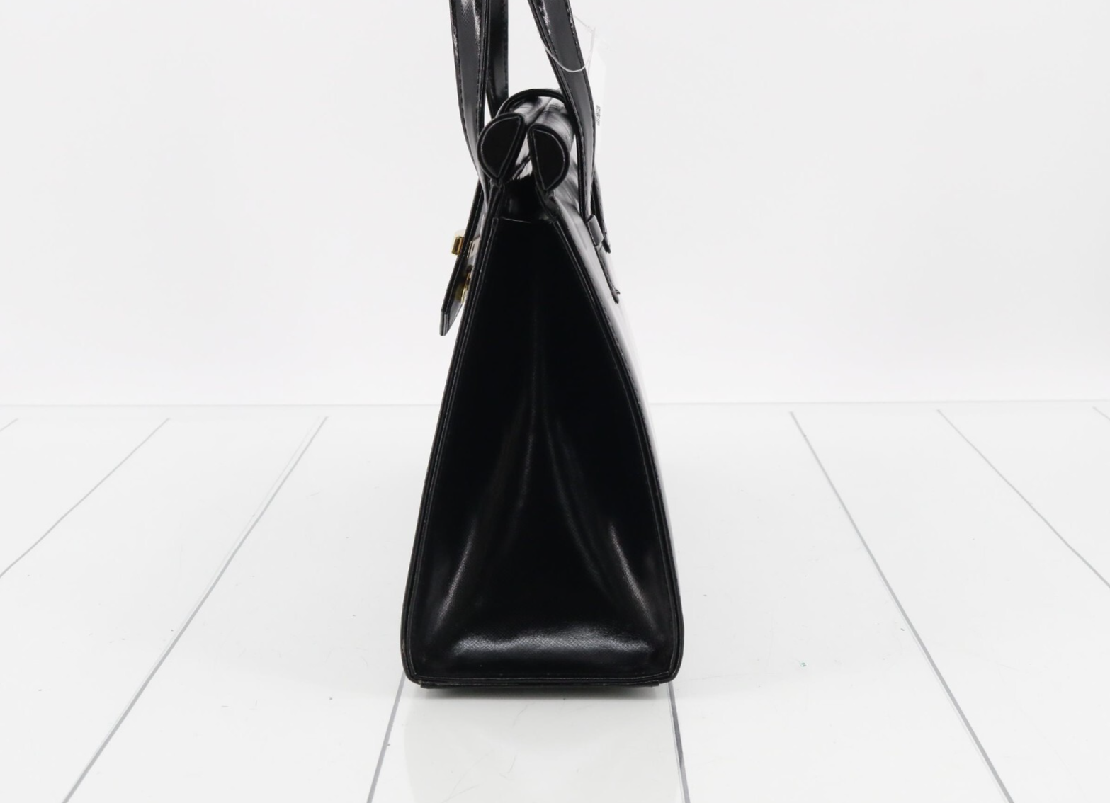 Borsa YSL Saint Laurent vintage strutturata in pelle nera e oro