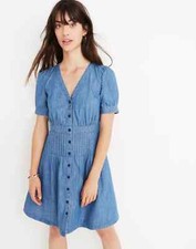 Madewell Denim Women Size 0 Dress Mini Blue Short Sleeves Daylily