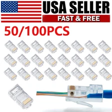 CAT6 RJ45 Pass Through Modular Plug Cable Connector End 8P8C 50/100pcs