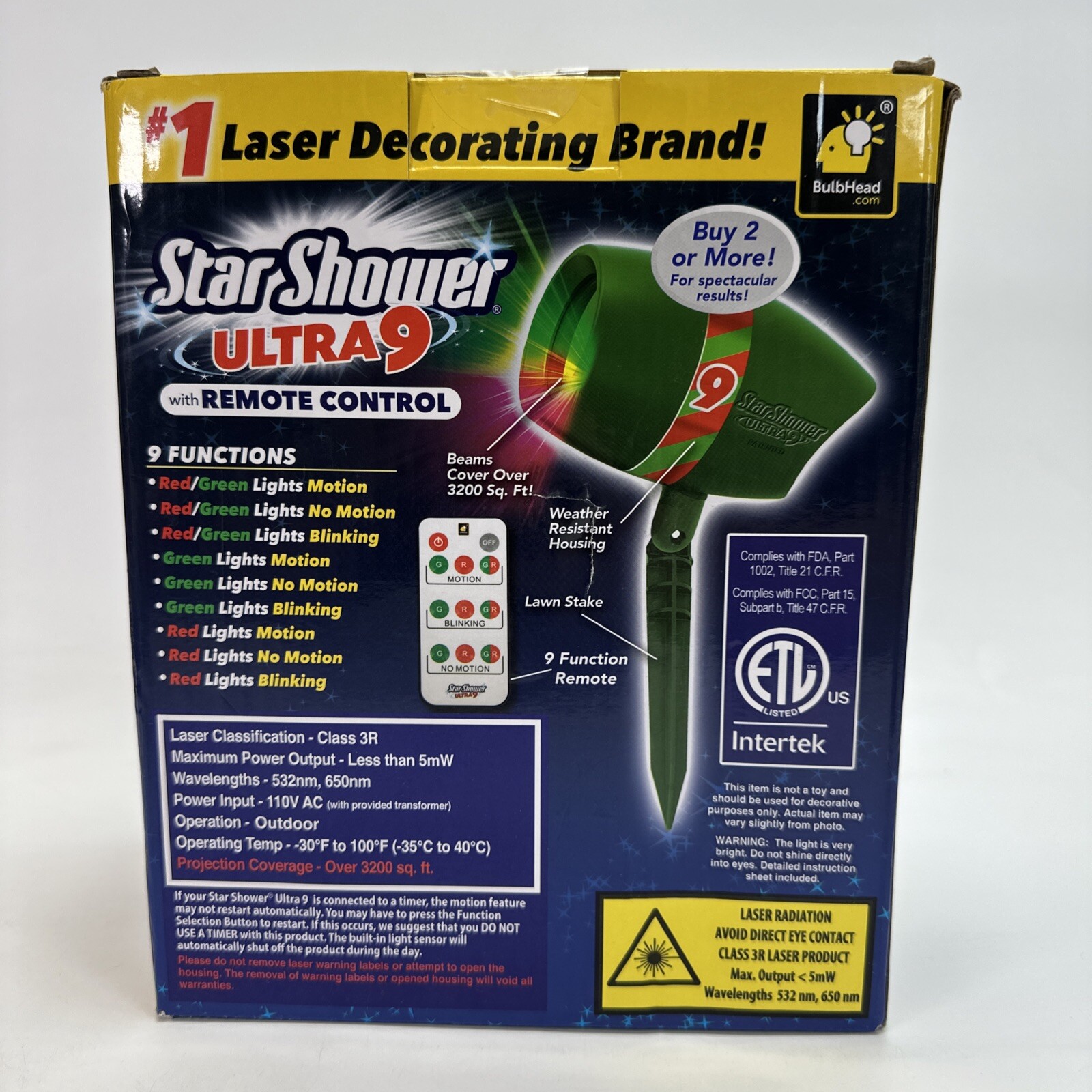 Star Shower Ultra 9 with Remote Holiday Laser Light Show Projector As ...