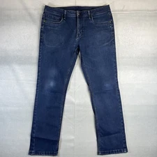 The Perfect Jean NYC Slim Fit Jeans Mens 35x30 Blue Dark Wash Strech Denim