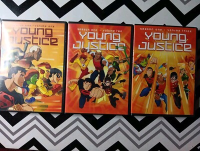 Lot Of 3 YOUNG JUSTICE DVD Season 1 Volume 1, 2, 3