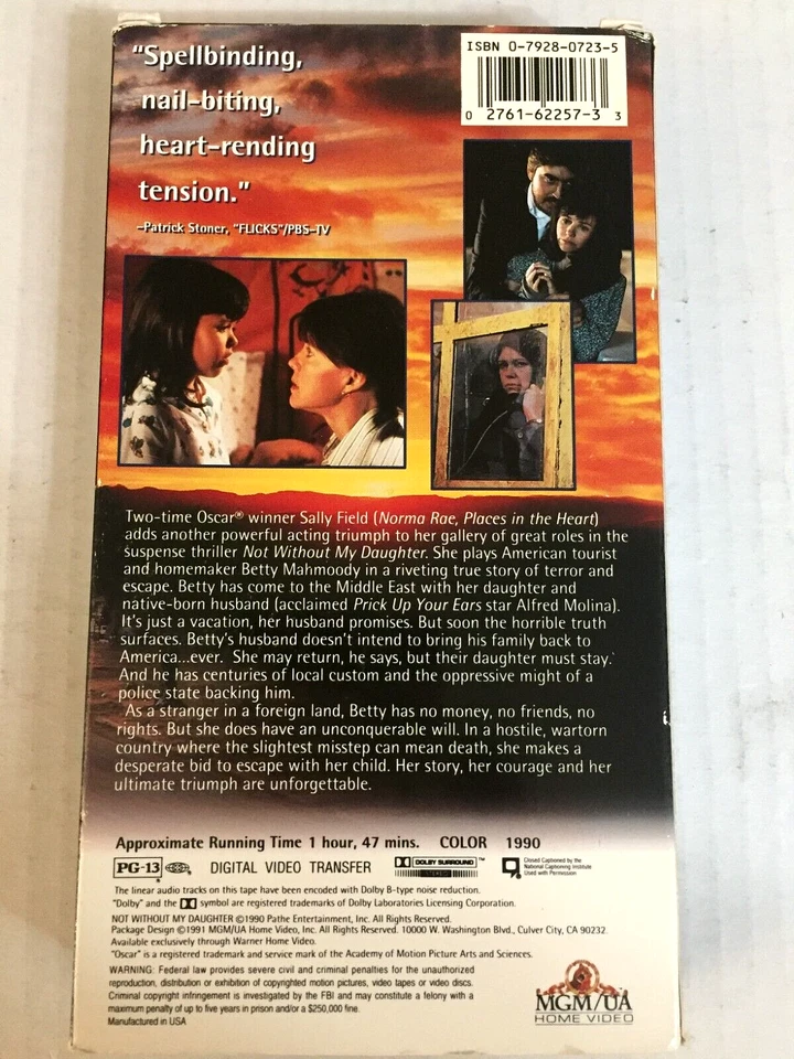 Not Without My Daughter VHS tape Ships  Same Day With Tracking - Image 2 of 2