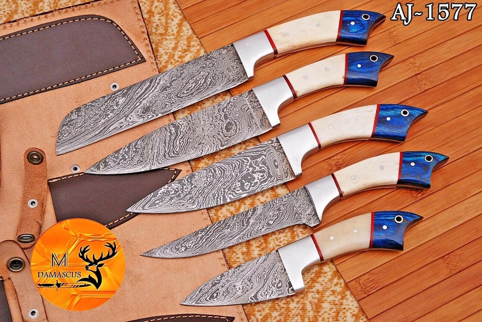 M DAMASCUS Custom Handmade FORGED DAMASCUS STEEL CHEF KNIFE Set Kitchen Knives-Cutlery 1577