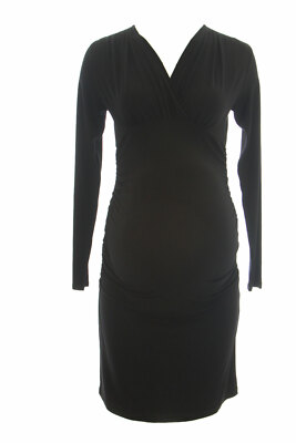 OLIAN Maternity Women's Black Lucy Ruched Surplice Neck Dress $143 NWT |  eBay