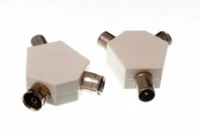 New 3 X Coaxial Coax Aerial Wire Cable Connectors Y Splitter - Onestopdiy - HD