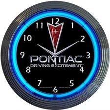 15" Neonetics LED Neon GM Pontiac Automotive Wall Clock Sign Shop Decor 8DRIVIN
