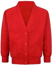 Girls School Cardigan Fleece Sweatshirt Button-Up PE Uniform Jumper for Kids UK