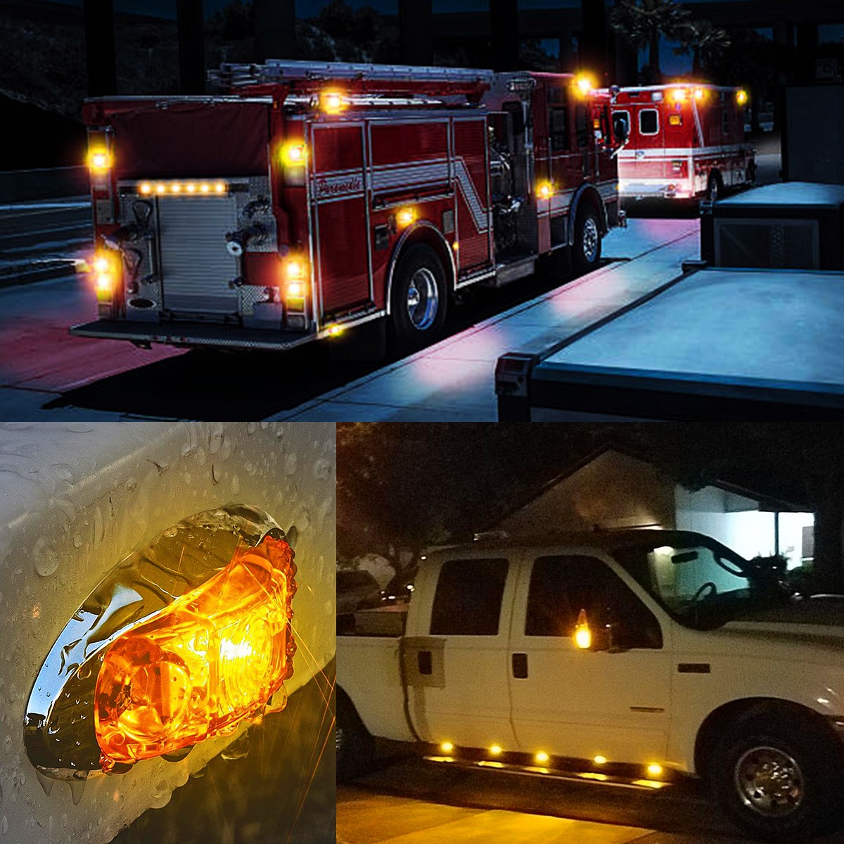 10X Amber 4" Marker Lights 3LED Truck Trailer RV Clearance Side Light Waterproof