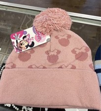 Disney Minnie Mouse Girls Pink Knit Beanie With Pom-Pom Toddler One Size