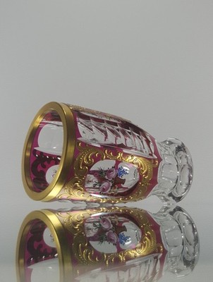 STEINER & VOGEL antik Vase / Ranftbecher, Violett mit 24K Gold & 3D Emailmalerei