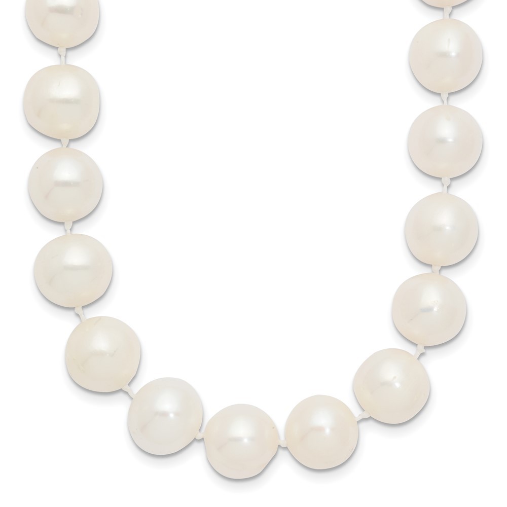 14k Yellow Gold 10-11mm White Near-Round Freshwater Cultured Pearl Necklace 28