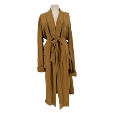 Gucci 1970s Vintage Men's 52 Long Silk Robe Tonal Micro Logo Amber Tan Luxury