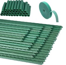 Image of Garden Plant Stakes Green Support Growing Sticks 24PCS Canes Vine with Connector