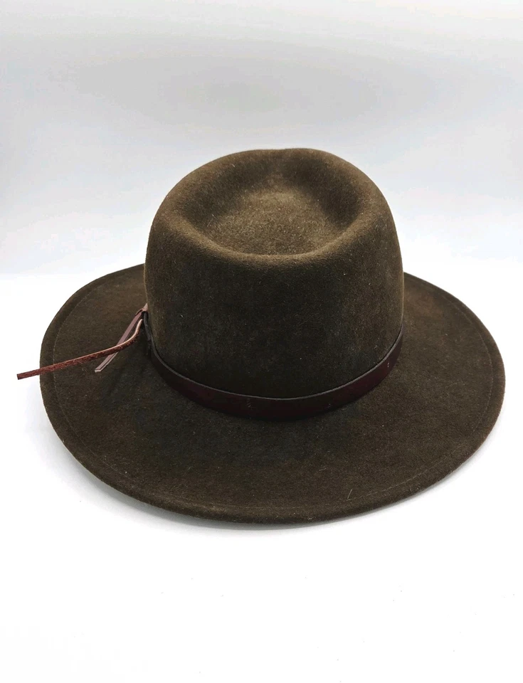 VTG Dorfman Pacific Calif  Hat Brown Wool Felt Leather Band Western Campaign HTF - Image 4 of 4