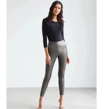 Commando High-Rise Skinny Faux Leather Ankle Leggings Gunmetal Gray Size M NWOT