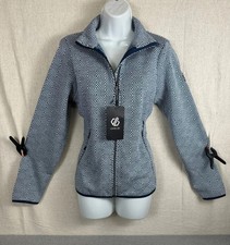Image of Dare 2b Womens Descend Full Zip Fleece Jacket UK 12 Blue White Geometric