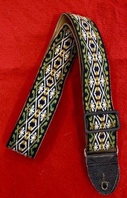 Vtg 80's Black Diamonds Hippie Hootenanny Ace Style Woven Guitar
