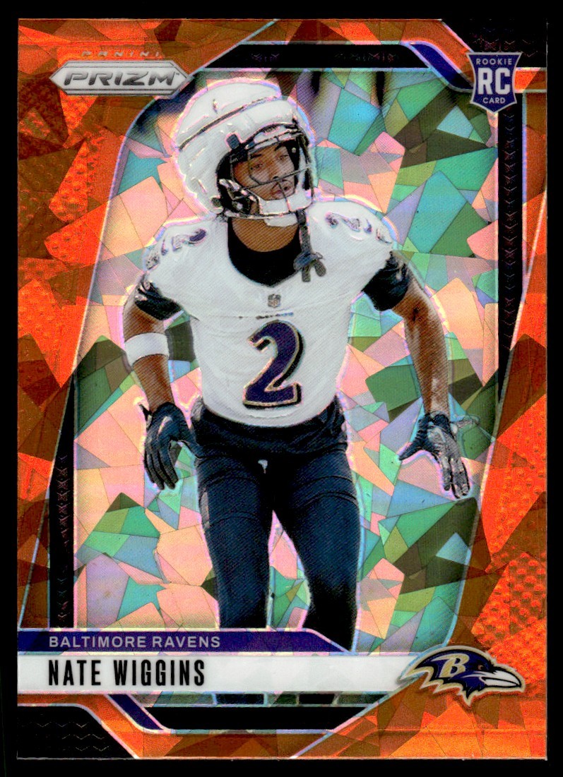 2024 Panini Prizm Orange Ice Nate Wiggins Baltimore Ravens #380