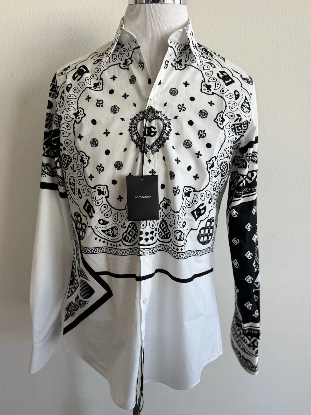 Dolce Gabbana — DOLCE & GABBANA Shirt White Black Bandana MARTINI Men Dress