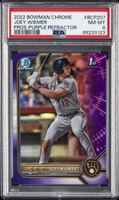 2022 BOWMAN CHROME PROSPECTS PURPLE REFRACTOR #BCP207 JOEY WIEMER 96/250 PSA 8