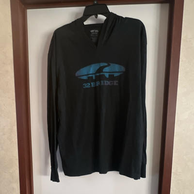 32 Bridge Ladies XL Black/Blue Pullover Hoodie Graphic Logo Long Sleeve