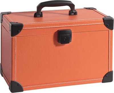 Locking Storage Box with Key Childproof Large 13.4x8.3x7.5 Orange Lock NEW