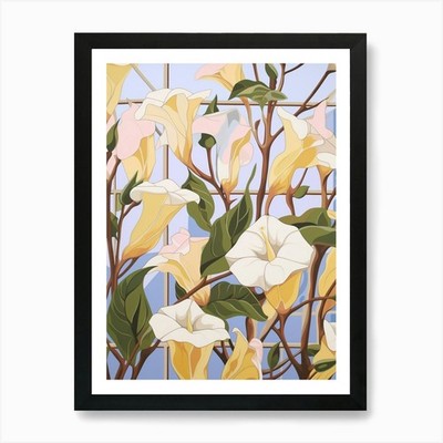 Morning Glory 4 Blumen Gemälde Kunst gerahmt Wandbild Poster Leinwanddruck Bild