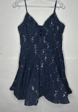Windsor Thin Strap Fit & Flare Sparkle Formal Dress Navy/Silver Size 13/14
