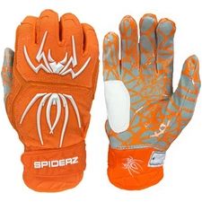 Spiderz 2025 Hybrid Baseball/Softball Batting Gloves - Orange/White - XL