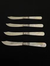 (4) Meriden Cutlery Co 1855 6" Fruit Knives Sterling & Mother of Pearl Handles