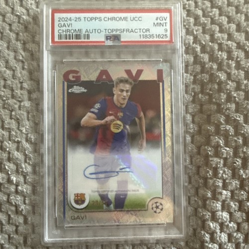 2024-25 Topps Chrome UCC Gavi Refractor Auto Jersey Match #29/52 PSA 9