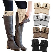 PHOGARY 4 Pairs Winter Warm Boot Cuffs for Women, Crochet Knitted Boot Socks