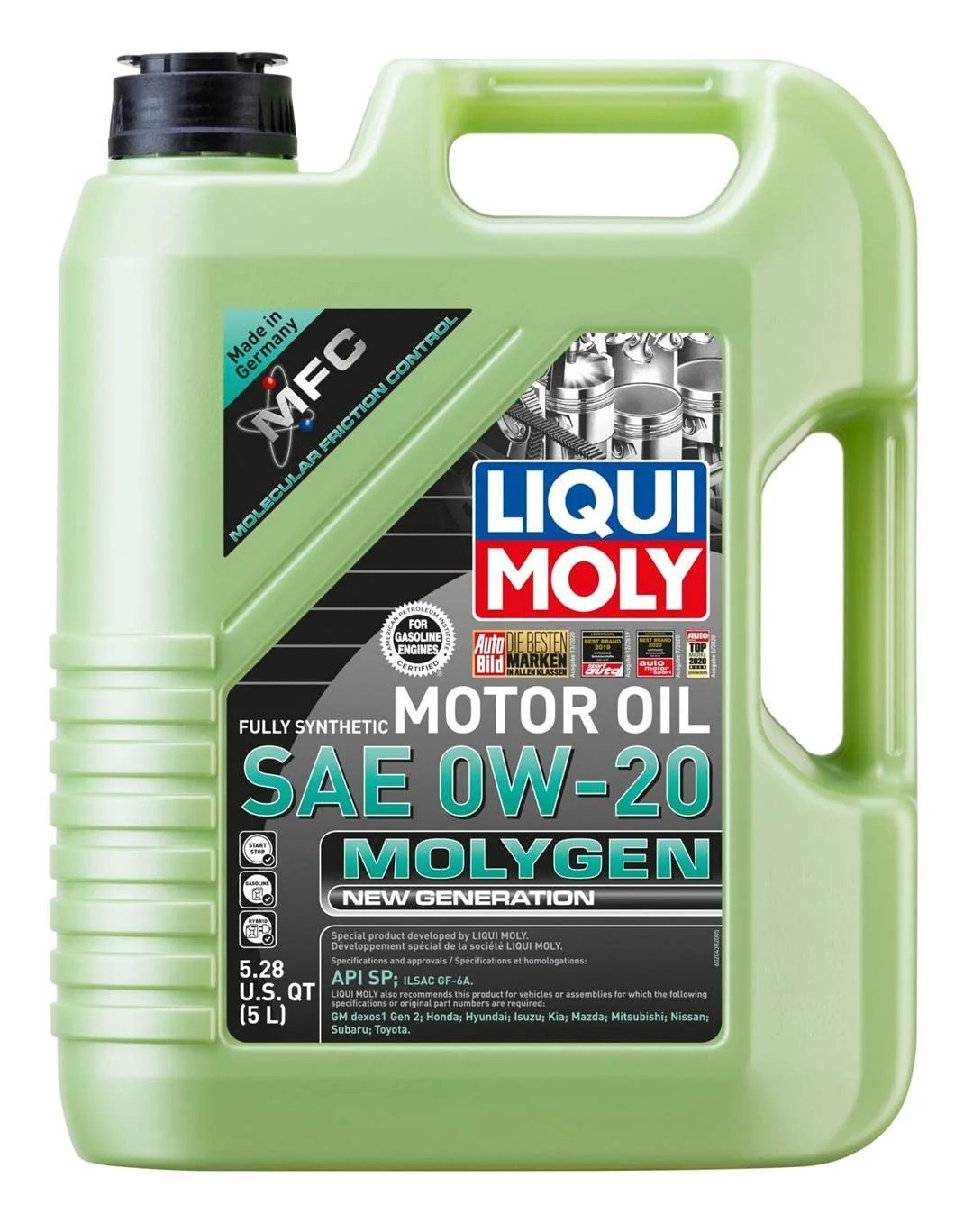 Liqui Moly 20438 Molygen New Generation SAE 0W-20 Synthetic Motor Oil - 5 Liters