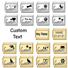 Personalised Italian Charm Custom Any TEXT fits Italian Nomination bracelets 9mm