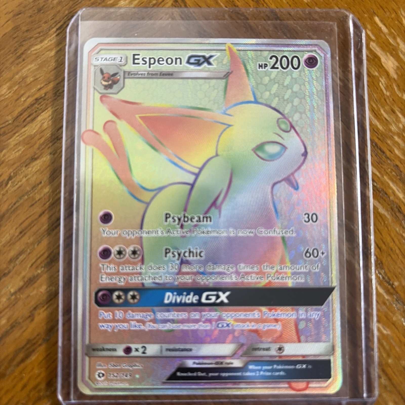 Espeon GX #152/149 Rainbow Rare Pokemon Sun and Moon Set Ungraded