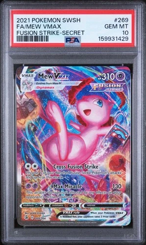 2021 POKEMON SWORD & SHIELD FUSION STRIKE SECRET #269 FULL ART/MEW VMAX PSA 10