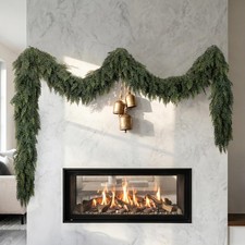 9Ft Christmas Cedar Garland, Real Touch Soft Greenery Christmas Decorations ...