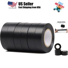6-Pack Black Electrical Tape, 3/4 in x 66ft, Professional Flame Retardant Wat...