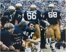 Rudy Ruettiger Notre Dame Fighting Irish Signed 16x20 Sideline Photo w/Insc