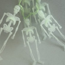 Vtg 90s Flat Small Glow In The Dark Skeleton Halloween Deco Garland Plastic 7?