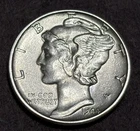 1944-P  Mercury Dime - BU Uncirculated - 90% Silver A