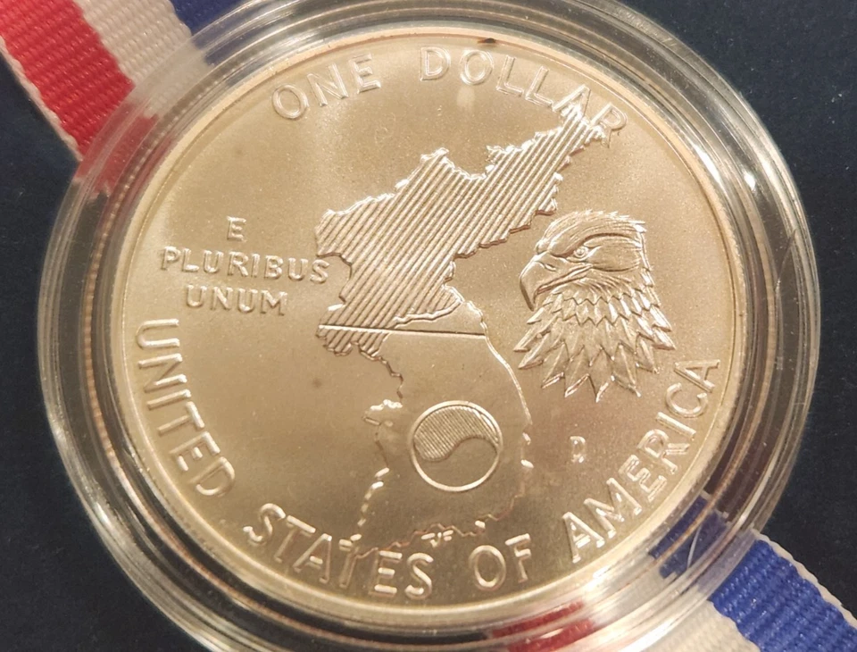 1991 Korean War Memorial Coin UNC Silver Dollar Original Capsule Box COA  No Res - Image 3 of 4