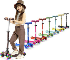 Mini 3-Wheel Kids Scooter with Colorful Lights Adjustable Height