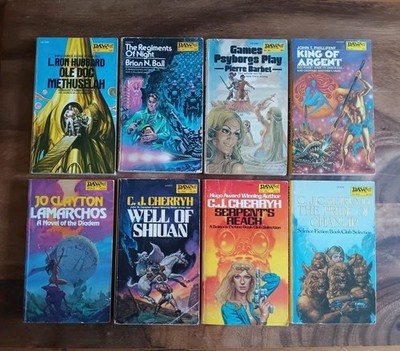 Vintage 1970'S DAW SF Yellow Spine Books Lot Of 8 Science Fiction Paperbacks.