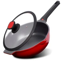 11 in  Deep Frying Pan Nonstick Cookware Set 5.5 Q Granite Skillet with Lid