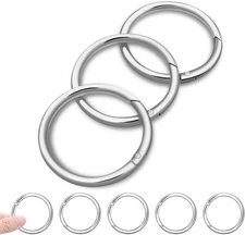 10Pack 1-1/2" Large Round Carabiner Clips, Metal Spring O Rings for Organizer