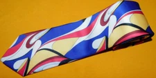 BARRY WANG RED/BLUE/YELLOW ABSTRACT DESIGN TIE - NWT - TIES - DESIGNER TIES.