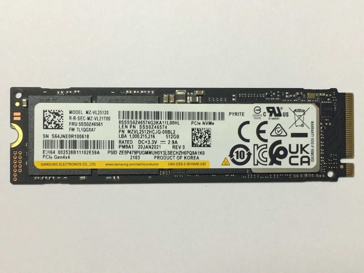 SAMSUNG PM9A1 PCIe NVME MZ-VL25120 512GB SSD M.2 2280 PCIe Gen4x4 